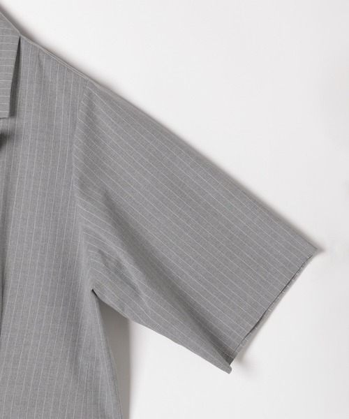 Heather（ヘザー）の「ストライプミドルジャケット（半袖）　120582（テーラードジャケット・レディース・ネイビー/チャコールグレー/グレー・FREE）」の6枚目の写真