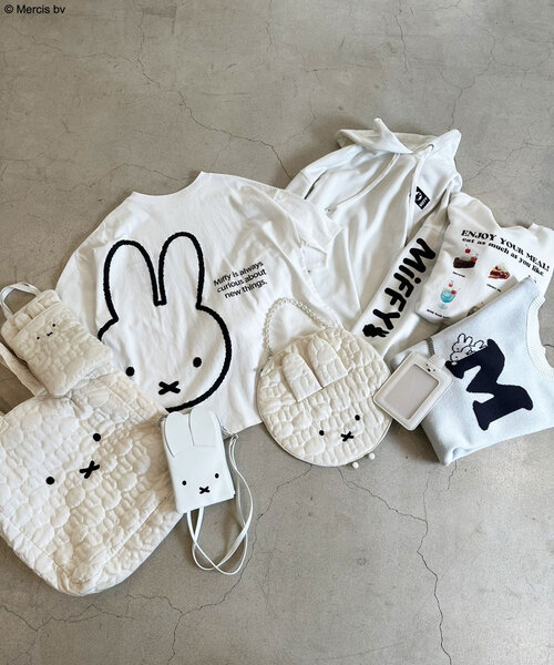 ミッフィー レイヤード風TシャツB ブラック A ホワイト セット ミッフィー miffy ロンT(集合) ブラック アパレル Tシャツ