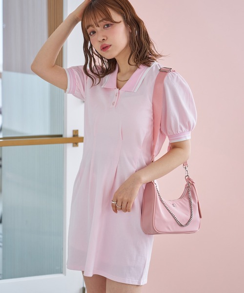 one after another NICE CLAUP（ワンアフターアナザーナイスクラップ）の「【LIMMSE】ポロワンピース（ワンピース・レディース・グレー/ブラック/ホワイト/ピンク・FREE）」の15枚目の写真