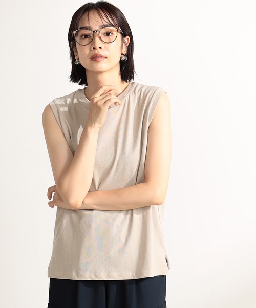 FOUND GOOD（ファウンドグッド）の「ドライタッチノースリーブ（Tシャツ/カットソー・レディース・ベージュ/グリーン系5/ホワイト系5/ブラック・L/M/S）」の3枚目の写真