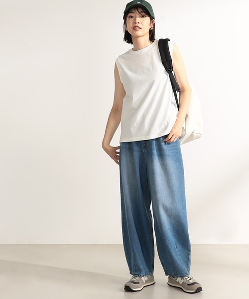 FOUND GOOD（ファウンドグッド）の「ドライタッチノースリーブ（Tシャツ/カットソー・レディース・ベージュ/グリーン系5/ホワイト系5/ブラック・L/M/S）」の8枚目の写真