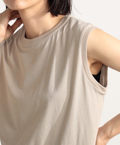 FOUND GOOD（ファウンドグッド）の「ドライタッチノースリーブ（Tシャツ/カットソー・レディース・ベージュ/グリーン系5/ホワイト系5/ブラック・L/M/S）」の15枚目の写真