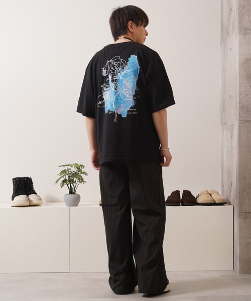 boohoo MAN★オーバーサイズ 半袖 バックプリント Tシャツ★花柄 セール】バックプリント 花柄Tシャツ 半袖 オーバーサイズ（T