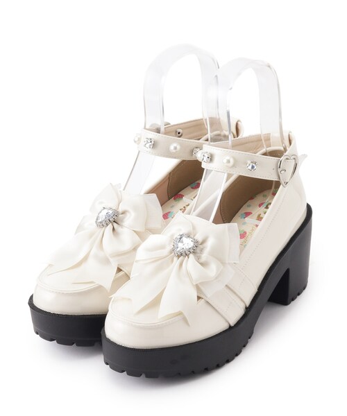 cs T&P(シーエスティーアンドピー)の「厚底リボン付きローファーパンプス(パンプス・レディース・ピンク系6/ブラック系1/アイボリー系1・S/M/L/LL)」の5枚目の写真