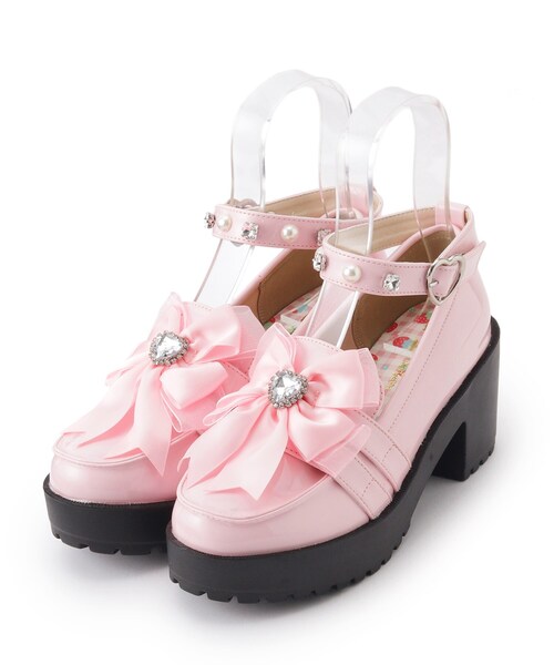 cs T&P(シーエスティーアンドピー)の「厚底リボン付きローファーパンプス(パンプス・レディース・ピンク系6/ブラック系1/アイボリー系1・S/M/L/LL)」の4枚目の写真