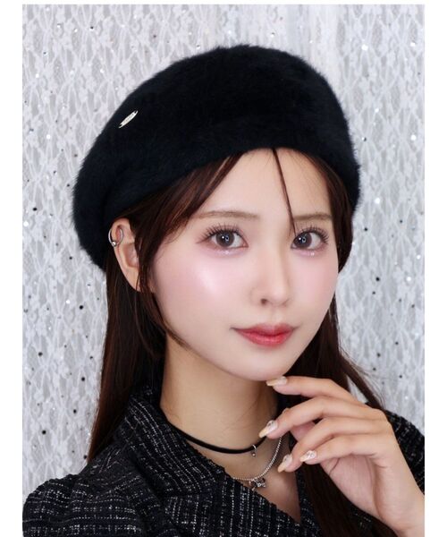 EATME レザー　ベレー帽 EATME（イートミー）の「BACKリボンフェイクレザーベレー帽