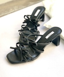 【REZOY】Wリボンストラップミュールサンダル