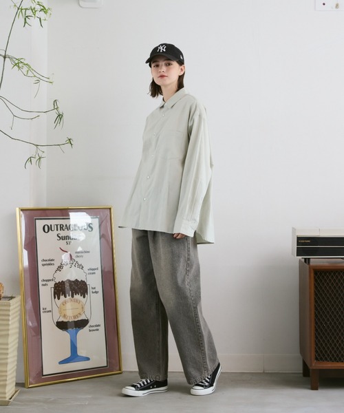 flaner（フラネ）の「Loose regular collar shirt / ルーズレギュラーカラーシャツ（シャツ/ブラウス・レディース・ライトグレー/モカ/チェック・SMALL/MEDIUM/LARGE）」の16枚目の写真