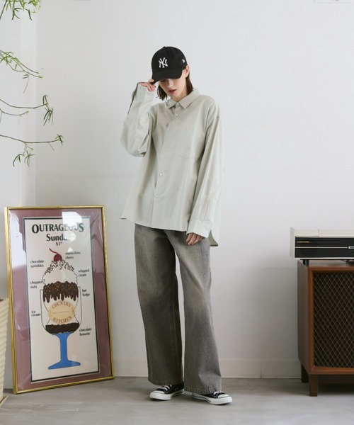 flaner（フラネ）の「Loose regular collar shirt / ルーズレギュラーカラーシャツ（シャツ/ブラウス・レディース・ライトグレー/モカ/チェック・SMALL/MEDIUM/LARGE）」の18枚目の写真