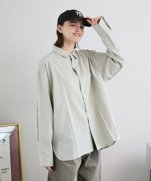 flaner（フラネ）の「Loose regular collar shirt / ルーズレギュラーカラーシャツ（シャツ/ブラウス・レディース・ライトグレー/モカ/チェック・SMALL/MEDIUM/LARGE）」の13枚目の写真