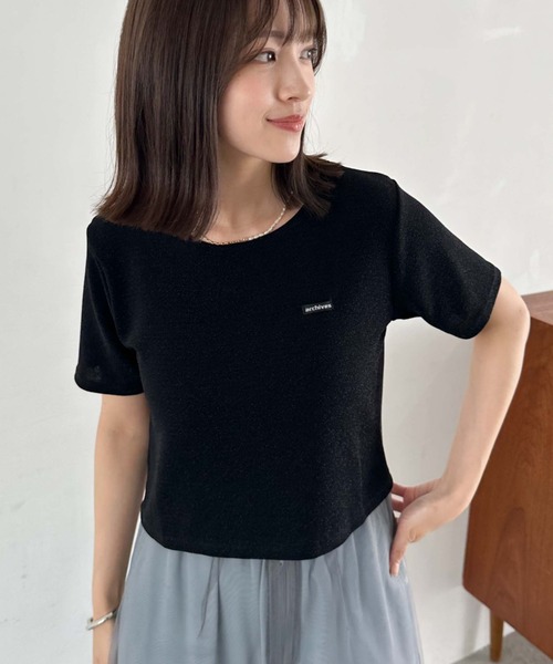 archives（アルシーヴ）の「ラメＪＱちびＴＥＥ（Tシャツ/カットソー・レディース・ピンク/ブラック/グレー・MEDIUM）」の5枚目の写真