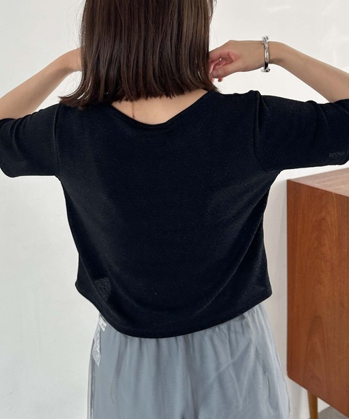 archives（アルシーヴ）の「ラメＪＱちびＴＥＥ（Tシャツ/カットソー・レディース・ピンク/ブラック/グレー・MEDIUM）」の6枚目の写真