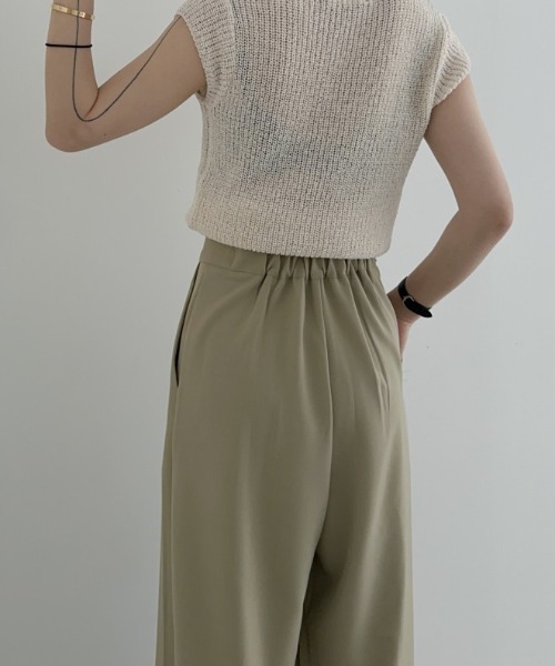 ABITOKYO(アビトーキョー)の「サイドリボンハイウエストセミワイドパンツ(スラックス・レディース・グレイッシュベージュ/ブラック/グリーン・L/M/S)」の17枚目の写真