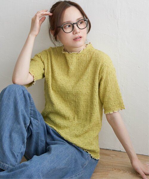 LBC(エルビーシー)の「ラッセルポコポコ半袖Tシャツ(Tシャツ/カットソー・レディース・ライム/チャコール/オフホワイト/ブルー・M)」の4枚目の写真