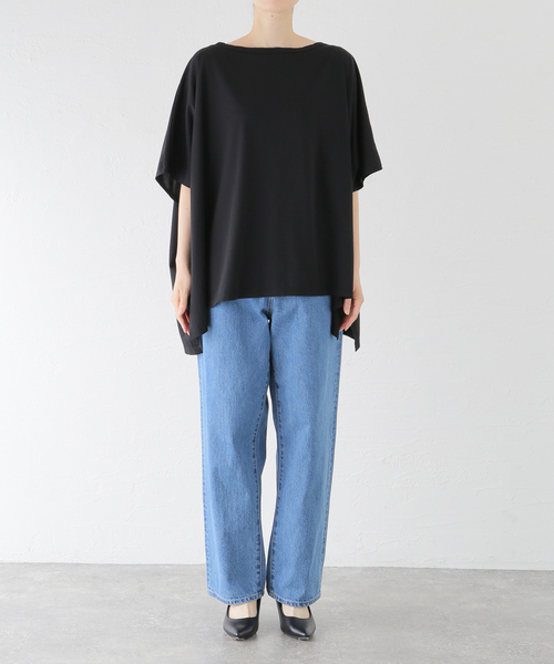 Plage◆Super high guage poncho T/半袖カットソー/BLK/24-070-922-7390-2-0 Plage(プラージュ) / Super high guage poncho T/半袖カットソー