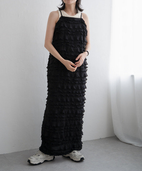 VENCEEXCHANGE（ヴァンスエクスチェンジ）の「チュールティアードワンピース（ワンピース・レディース・ブラック/ホワイト・FREE）」の17枚目の写真