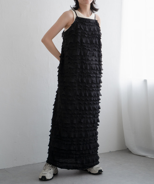 VENCEEXCHANGE（ヴァンスエクスチェンジ）の「チュールティアードワンピース（ワンピース・レディース・ブラック/ホワイト・FREE）」の14枚目の写真