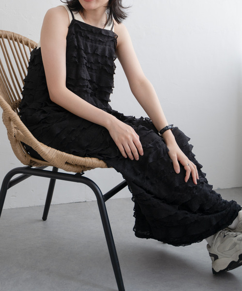 VENCEEXCHANGE（ヴァンスエクスチェンジ）の「チュールティアードワンピース（ワンピース・レディース・ブラック/ホワイト・FREE）」の8枚目の写真