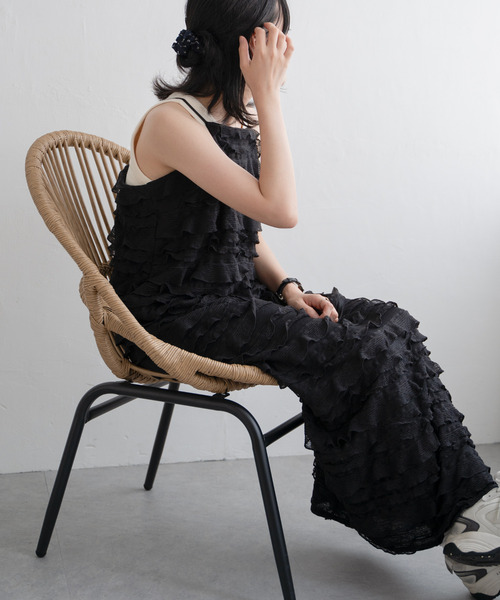 VENCEEXCHANGE（ヴァンスエクスチェンジ）の「チュールティアードワンピース（ワンピース・レディース・ブラック/ホワイト・FREE）」の6枚目の写真