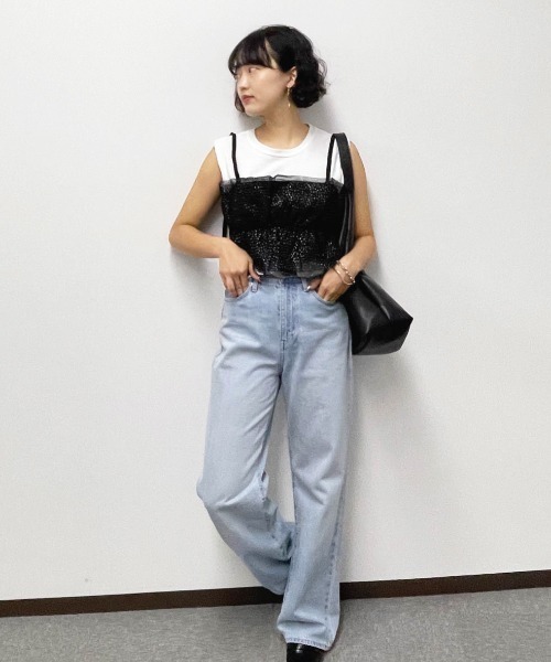 ketty cherie（ケティシェリー）の「フリルチュールドッキングラメビスチェ≪手洗い可能≫（シャツ/ブラウス・レディース・ブラック/グレー・M）」の11枚目の写真