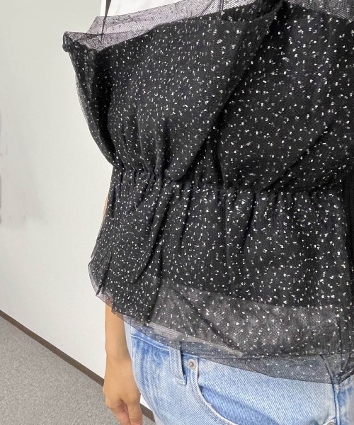 ketty cherie（ケティシェリー）の「フリルチュールドッキングラメビスチェ≪手洗い可能≫（シャツ/ブラウス・レディース・ブラック/グレー・M）」の16枚目の写真