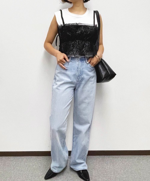 ketty cherie（ケティシェリー）の「フリルチュールドッキングラメビスチェ≪手洗い可能≫（シャツ/ブラウス・レディース・ブラック/グレー・M）」の17枚目の写真