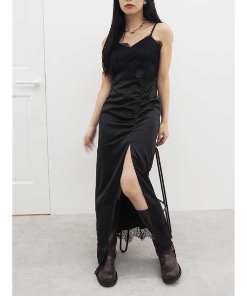 EVRIS(エヴリス)の「レースドッキングギャザーワンピース(ワンピース・レディース・ブラック/その他1/ネイビー・FREE)」の2枚目の写真