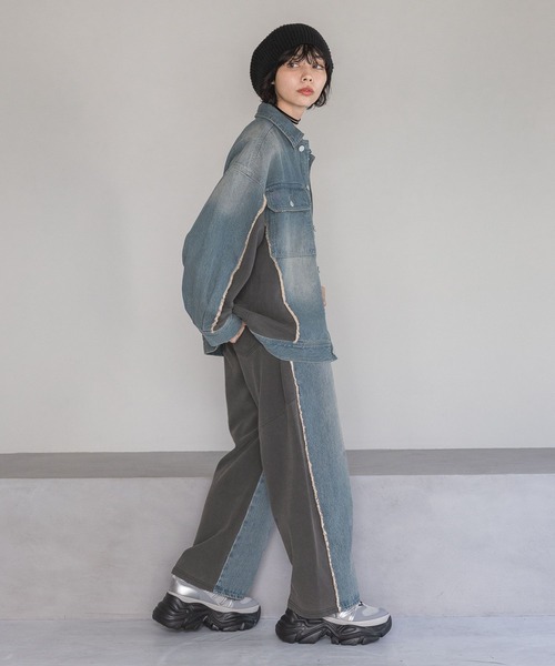 PAGEBOY（ページボーイ）の「ドッキングデニムパンツ（デニムパンツ・レディース・ブルー/ブラック・FREE）」の20枚目の写真