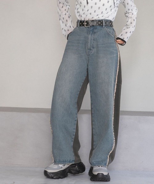 PAGEBOY（ページボーイ）の「ドッキングデニムパンツ（デニムパンツ・レディース・ブルー/ブラック・FREE）」の17枚目の写真