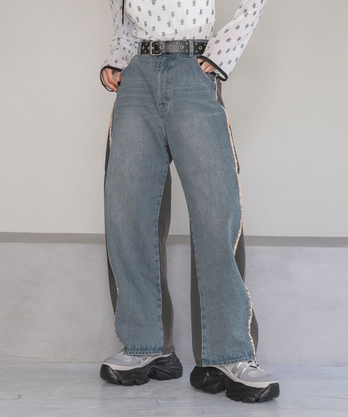 PAGEBOY（ページボーイ）の「ドッキングデニムパンツ（デニムパンツ・レディース・ブルー/ブラック・FREE）」の16枚目の写真