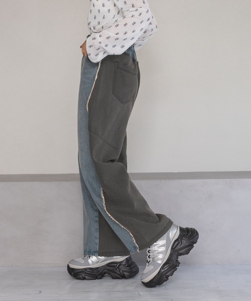 PAGEBOY（ページボーイ）の「ドッキングデニムパンツ（デニムパンツ・レディース・ブルー/ブラック・FREE）」の15枚目の写真