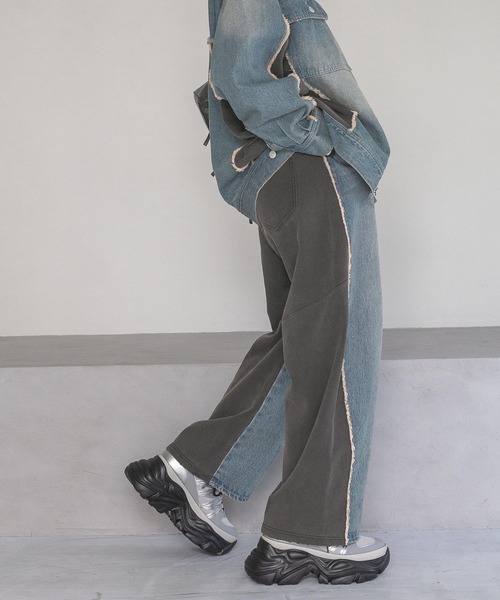 PAGEBOY（ページボーイ）の「ドッキングデニムパンツ（デニムパンツ・レディース・ブルー/ブラック・FREE）」の14枚目の写真