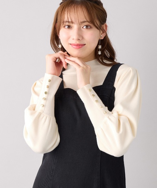 alotta(アロッタ)の「もっちりタッチボリューム袖金ボタンニット(ニット/セーター・レディース・スモークピンク/アイボリー/ブラック/モカ・M/L/LL/3L)」の20枚目の写真