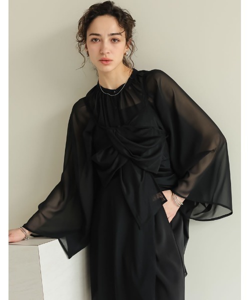 オケージョン セレモニー]シアービジュー＆シフォンボウタイ付き