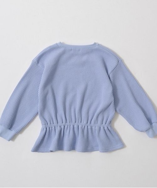 Lycee mine(リセマイン)の「【ふわふワッフル】お花付きペプラムトップス(スウェット・キッズ・トップグレー/アイボリー/ブルーグレー/ピンク・100cm/110cm/120cm/130cm/140cm/150cm)」の16枚目の写真