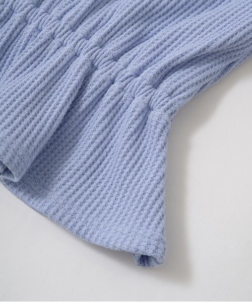 Lycee mine(リセマイン)の「【ふわふワッフル】お花付きペプラムトップス(スウェット・キッズ・トップグレー/アイボリー/ブルーグレー/ピンク・100cm/110cm/120cm/130cm/140cm/150cm)」の19枚目の写真