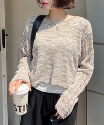 袖ボリューム グラデーション ショートニット