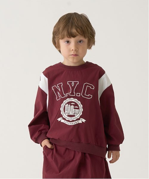 b・ROOM（ビールーム）の「【セットアップ可能】ナイロンプルオーバー（スウェット・キッズ・ダークグリーン/ブラック/ベージュ/エンジ・100cm/110cm/120cm/130cm/140cm/150cm）」の4枚目の写真