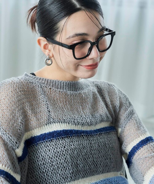 セール】シアーマルチボーダーニット（ニット/セーター