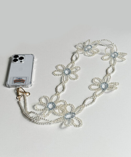 HELLO.SANFRANCISCO（ハローサンフランシスコ）の「【HELLO.SANFRANCISCO/ハローサンフランシスコ】BIGフラワービーズスマホショルダー（スマホグッズ・レディース・グリーン/ピンク/ホワイト・ONE SIZE）」の2枚目の写真