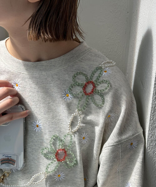 HELLO.SANFRANCISCO（ハローサンフランシスコ）の「【HELLO.SANFRANCISCO/ハローサンフランシスコ】BIGフラワービーズスマホショルダー（スマホグッズ・レディース・グリーン/ピンク/ホワイト・ONE SIZE）」の11枚目の写真