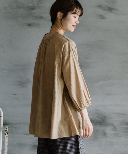 POU DOU DOU(プードゥドゥ)の「<made in INDIA>ピンタックレースブラウス(シャツ/ブラウス・レディース・オフホワイト/モカ/ブラック・M)」の5枚目の写真