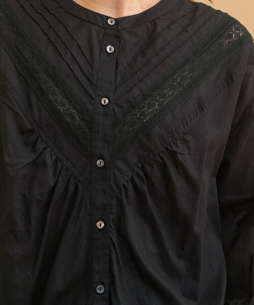 POU DOU DOU(プードゥドゥ)の「<made in INDIA>ピンタックレースブラウス(シャツ/ブラウス・レディース・オフホワイト/モカ/ブラック・M)」の22枚目の写真