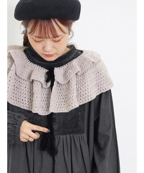 Samansa Mos2（サマンサ モスモス）の「かぎ編みティアード付け襟（ネックレス・レディース・ベージュ/モカ・F）」の5枚目の写真