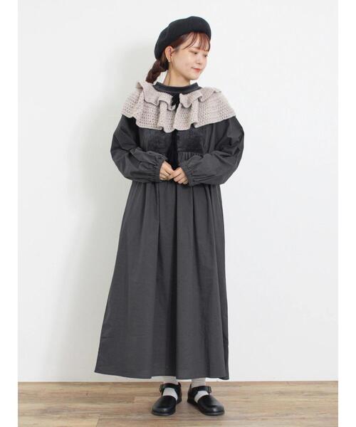 Samansa Mos2（サマンサ モスモス）の「かぎ編みティアード付け襟（ネックレス・レディース・ベージュ/モカ・F）」の7枚目の写真