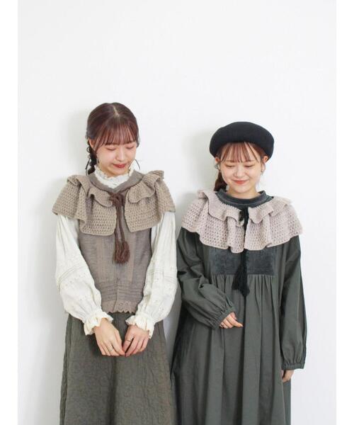 Samansa Mos2（サマンサ モスモス）の「かぎ編みティアード付け襟（ネックレス・レディース・ベージュ/モカ・F）」の9枚目の写真