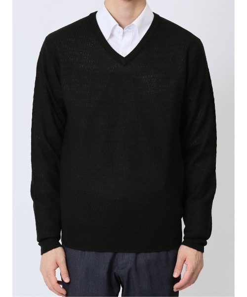 Alexander Julian（アレキサンダージュリアン）の「【ウォッシャブル】アレキサンダージュリアン  ウール混 ジャガード Vネックニット（ニット/セーター・メンズ・ブラック/イエロー/グレー系その他2・LARGE/MEDIUM/X-LARGE）」の21枚目の写真