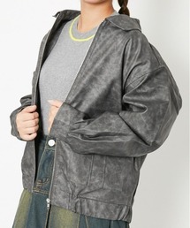 《トレンド映え×万能アウター》レディース フェイクレザー ブルゾン ジャケット 体型カバー 春秋冬