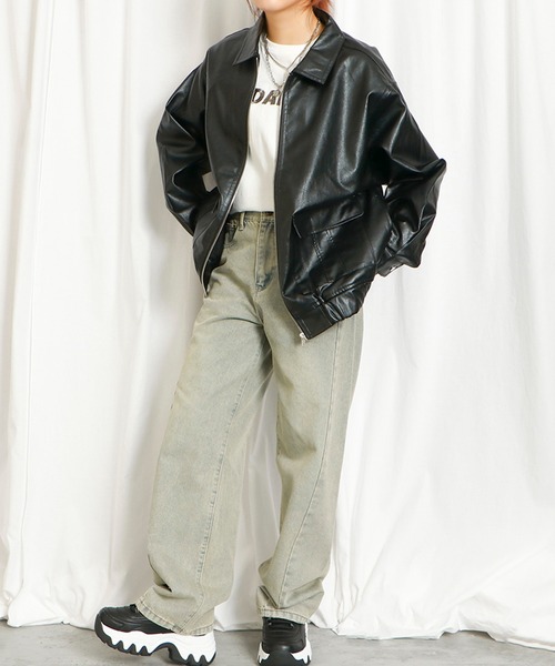 専用♡♡AGAWD♡フェイクレザーブルゾン♡送料込み アガウド 衿取り外し可能/ユニセックス】ボア衿付きフェイクレザーブルゾン