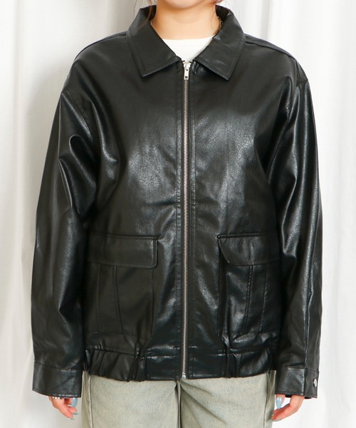 GORGE（ゴージ）の「《トレンド映え×万能アウター》レディース フェイクレザー ブルゾン ジャケット 体型カバー 春秋冬（ブルゾン・レディース・ダークブラウン/ブラック/ブラウン/グレー・F）」の7枚目の写真